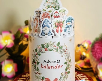 Kinderriegel Mini Adventskalender mit 24 Motiven, DIY Weihnachtskalender, druckbare Vorlage kinderriegel banderole, digitaler Download