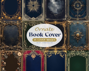 35 Ornate Book Covers, Book Covers with Golden Designs, 8.5x11 inches Printable Book Covers Template, Digital Download - Commercial USE
