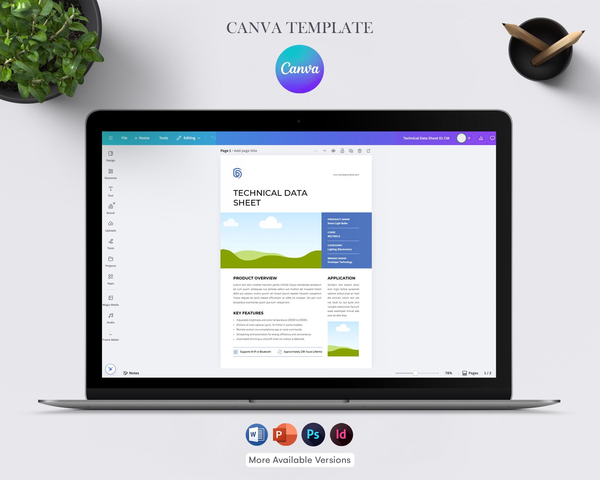 Technical Date Sheet Template, Company Data Sheet Template, Business ...