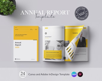 24-Page Annual Report Template: Canva & InDesign (Digital Download)