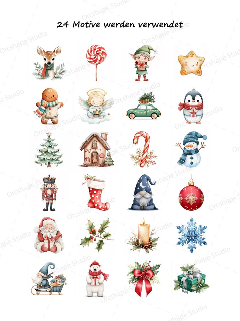Kinderriegel Mini Adventskalender med 24 Motiven, DIY Weihnachtskalender, druckbare Vorlage kinderriegel banderole, digitaler Ladda ner bild 7