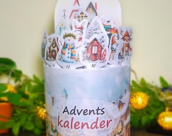 Duplo Mini Adventskalender Winterdorf mit 24 Designs, Weihnachts Adventskalender, druckbare Vorlage für Duplo Banderolen, digitaler Download