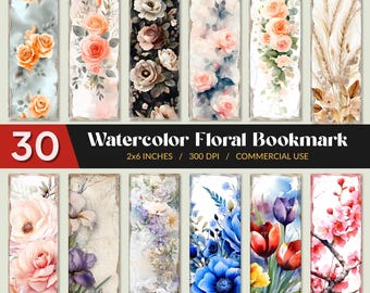 Printbare bladwijzer met bloemenmotief, leestracker-bladwijzer (digitale PDF), direct te downloaden.