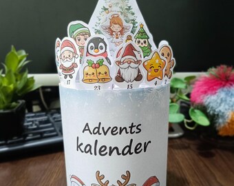Duplo Mini Adventkalender, 24 Kawaii Designs mit und ohne Sprüche, Ausdruckbare Vorlage für Duplo Banderolen, Digitaler Download