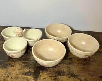 Sonoma Summer Fields Stoneware Bowl Set & 3 Section Relish Tray Garden Design
