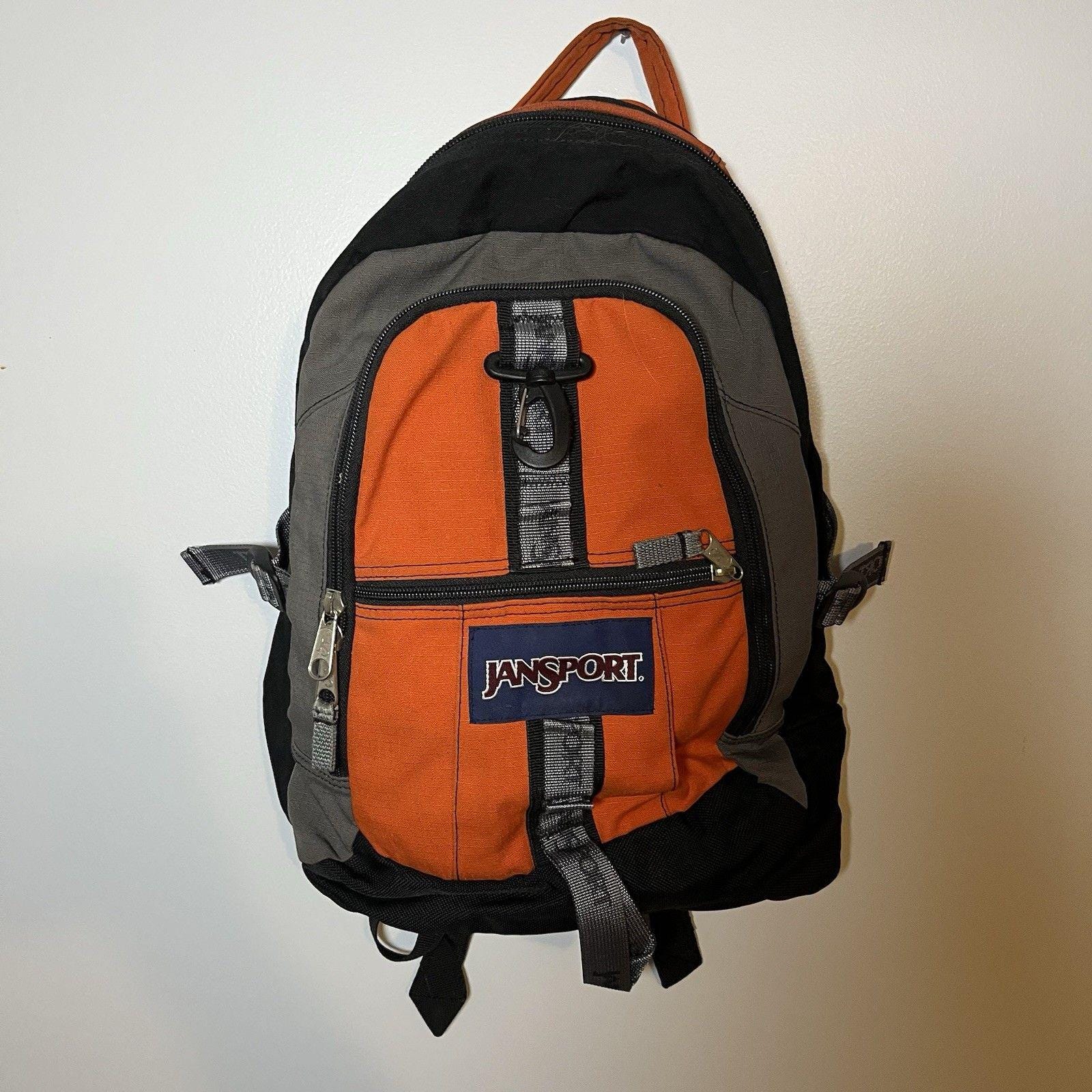 Vintage Jansport Backpack Orange Black Gray Trail Hiking Multi