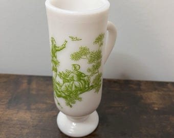Taza de café irlandés vintage Avon con pedestal y vaso de leche verde 5