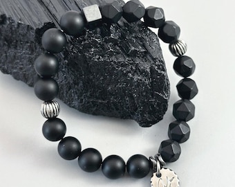Matte Onyx & Hematite Bracelet for Grounding and Focus - Handmade Men’s Bracelet with Stainless Steel