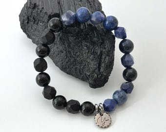Sodalite & Obsidian Bracelet for Focus and Protection, Matte Onyx Men’s Crystal Bracelet, Handmade Grounding Jewellery