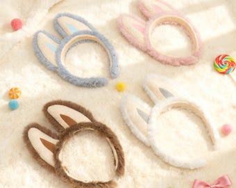 Faixa de cabeça com orelhas peludas para cosplay inspirada em Labubu, máscara de fantasia de Halloween, orelhas de desenho animado vestíveis, arco de cabelo peludo, presentes para crianças com cabelo de cosplay