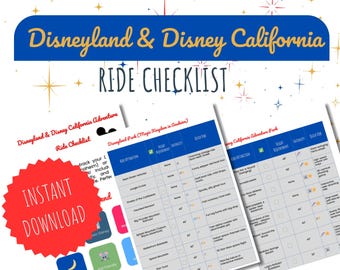 Disneyland & California Adventure Ride Checklist | Printable Disney Trip Planner | Vacation PDF Ride Guide