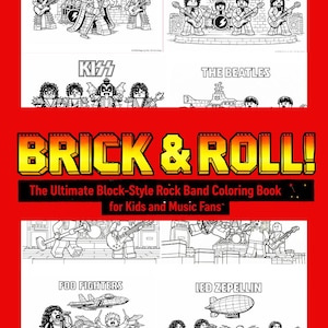 Block-style Rock Band Coloring Book, 80s 90s Music Legends Fan Art (PDF ...