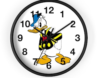 Donald Duck Wall Clock | Vintage Illustration, Wood Frame Home Decor