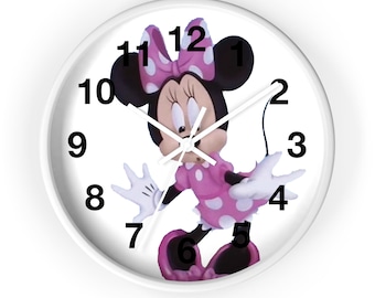 Minnie Mouse Wall Clock | Girls Clock Girls Decor, Disney Nursery Decor & Kids Room Gift | Collectors Clock