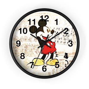 Mickey Mouse Wall Clock | Vintage Mickey Sketches, Accent for Living Home Decor