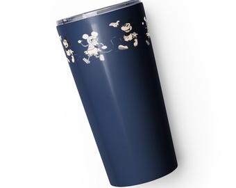 Mickey Mouse Sketches Blue Stainless Steel Tumbler with Double-Walled Insulation & Spill-Resistant Lid - 20 oz - Dishwasher Safe