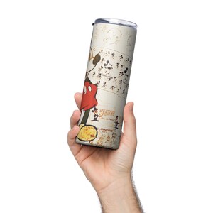 Classic Mickey Mouse Stainless Steel Tumbler, Retro Disney 20oz Travel Cup, Sketched Mickey Reusable Coffee Mug with Lid and Straw
