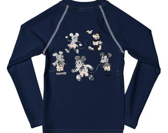 Kids Mickey Mouse Rash Guard | Navy Long Sleeve Swim Shirt