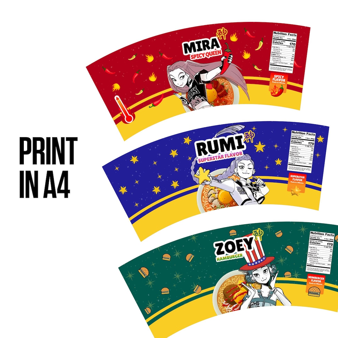 Kpop Demon Hunters Cup Noodle Labels | Printable Ramen Wraps