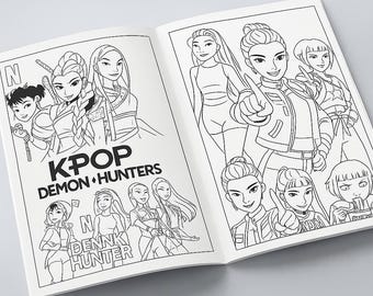 Kpop Dämonenjäger Malbuch PDF | 11+ Druckbare Digitaler Download | Rumi Zoey Mira-Kunst | Erwachsene & Teen Gastgeschenke | Geschenkidee zum Geburtstag