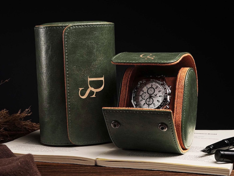 Scatola porta orologi in pelle personalizzata, astuccio arrotolabile per 3 orologi, custodia da viaggio per orologi, regalo per lui immagine 1
