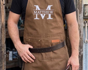 Embroidered Men's Apron, Personalized Workshop Apron, Bartender's Apron, Men's Chef Apron, Barbeque Apron,Gift For Him