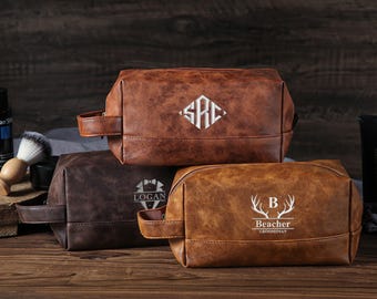 Personalized  Embroidered Toiletry Bag,Custom Leather Toiletry Bag,Travel Toiletry Bag,Men's Dopp Kit,Groomsmen Gifts,Christmas Gifts