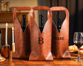 Bolsa de vino grabada personalizada, botellero, bolsa de cuero para vino, regalos para amantes del vino, regalo de boda, regalo de inauguración, regalos corporativos