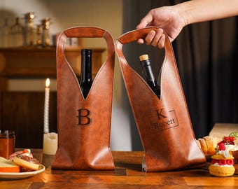 Bolsa de vino grabada personalizada, portabotellas, bolsa de cuero para vino, regalos para amantes del vino, regalo de inauguración, regalo de boda, regalos corporativos