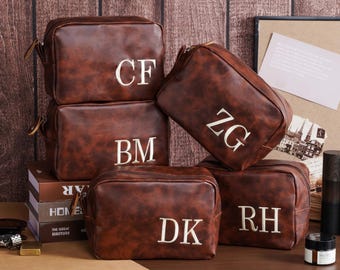 Trousse de toilette personnalisée en cuir pour homme, cadeau pour les garçons d'honneur, cadeau de mariage pour le marié