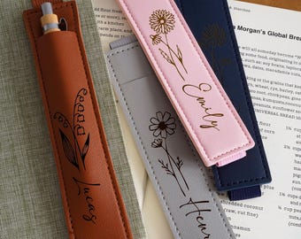 Personalized Pen Holder for Notebook, Leather Single Pen Pouch with Elastic Band,Back to School Gift,Teacher Appreciation Gift