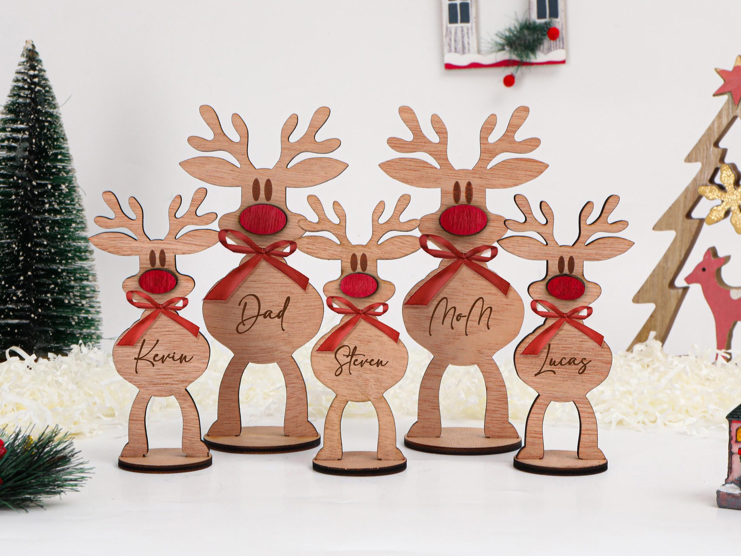 6 Ornements De Sapin De Noël En Bois à Suspendre - Formes Renne, étoile, Cœur, Arbre, Boule, Chaussette - 8 Cm