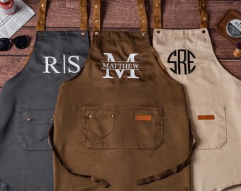 Personalized Embroidered Men's Apron, Workshop Apron, Bartender's Apron, Men's Chef Apron, Barbeque Apron,Gift For Him