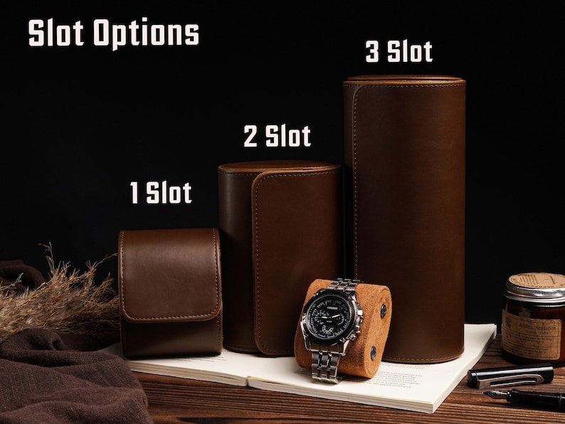 Scatola porta orologi in pelle personalizzata, astuccio arrotolabile per 3 orologi, custodia da viaggio per orologi, regalo per lui immagine 5