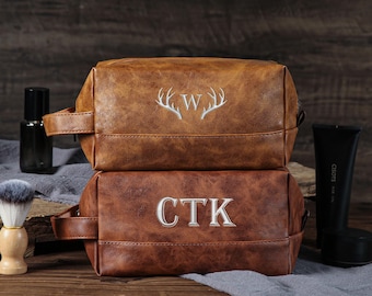 Custom Leather Toiletry Bag, Personalized  Embroidered Toiletry Bag,Travel Toiletry Bag,Men's Dopp Kit,Christmas Gifts,Groomsmen Gifts