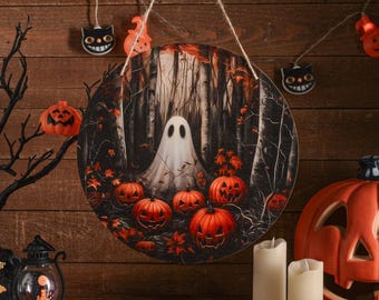 ファミリーゴーストハロウィンドアサインデコレーション、ハロウィンドアハンガー、ゴースト玄関ドアデコレーション、ハロウィンデコレーション、ハロウィンギフト