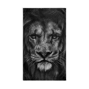 Majestic Lion Hand Towel, Animal Lover Gift, Bathroom Decor, Unique Home Textile, Lion Art, Wild Animal Towel, Gifts for Him