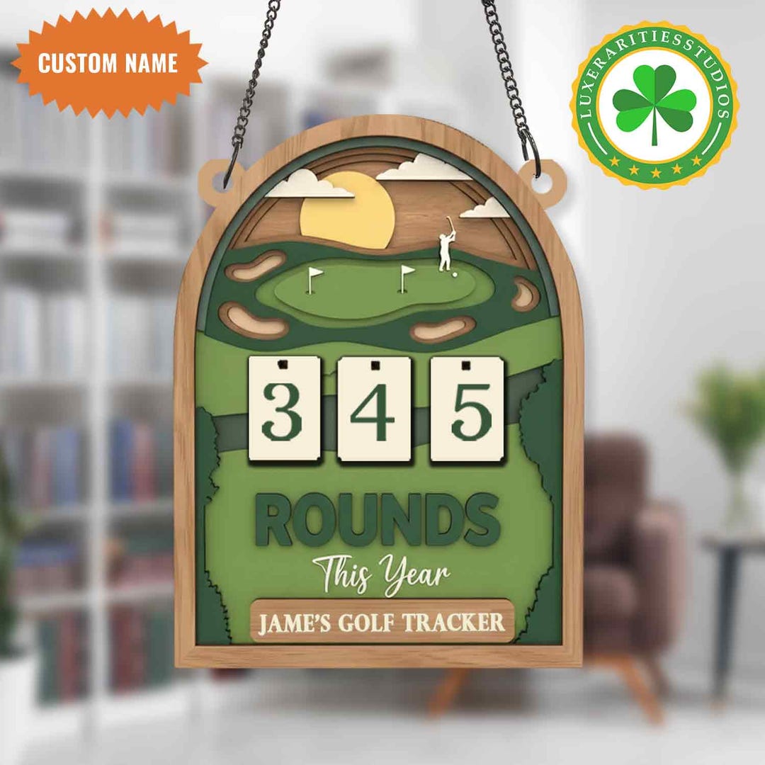 Personalized Golf Rounds Tracker Sign, Yearly Score Log Decor, Golf ...