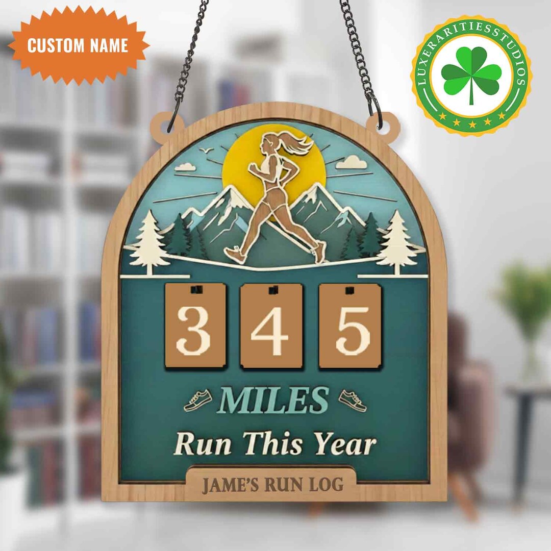 Personalized Run Miles Tracker Sign, Gift for Her, Running Log Sign ...