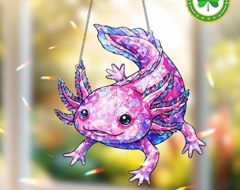 Hologramm Axolotl Sonnenfänger, Axolotl Liebhaber Geschenk, Wohnkultur, Büro Dekor, Muttertagsgeschenk, niedlicher Axolotl Sonnenfänger