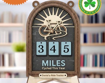 Personalized Cycled Miles Tracker Sign, Custom Miles Ridden Board, Personalized Biker Gift, Ride Tracker, Yearly Ride Tracker For Cyclists