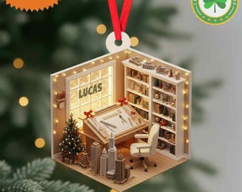 Personalized Architect Office Christmas Ornament, Flat 2D Ornament, Architect Office Christmas Ornament, Gifts For Architect