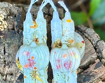 Mabon Magic Tapers: Fall Equinox Ritual Candles with Beeswax Pumpkin Melt