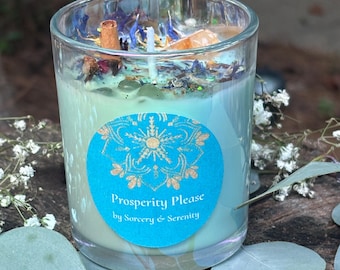 Money Manifestation Candle – Prosperity Please | Abundance, Wealth, Luck & Success Intention Candle