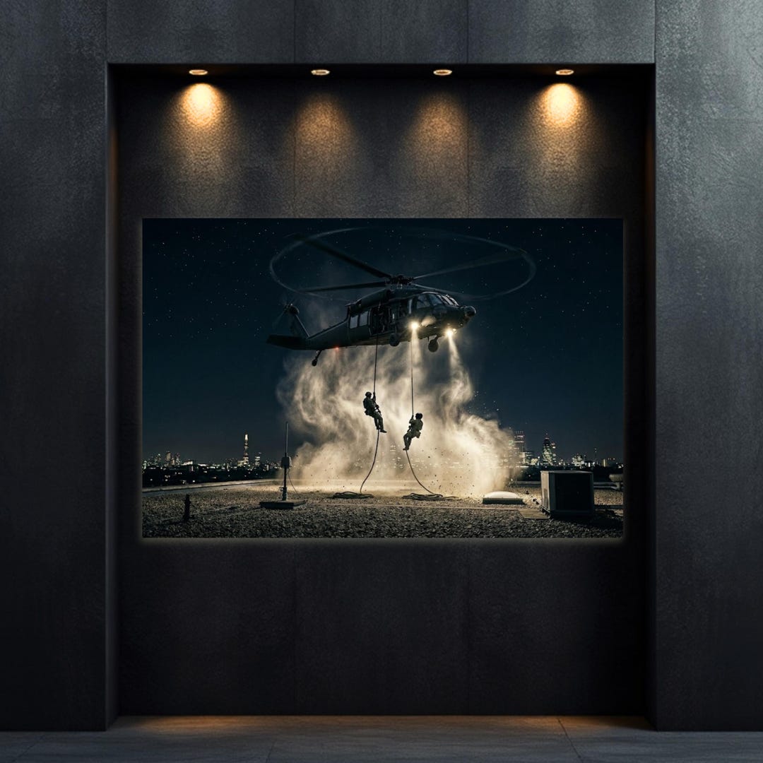 Rooftop Infil Art Print | Helicopter Ops, Tactical Decor for Office and ...
