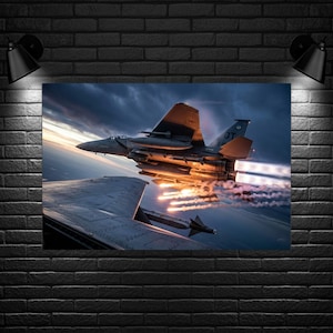F-15E Strike Eagle Art Print | Fighter Jet Wall Decor, Military Aviation Poster for Office and Gym (Digital Download)