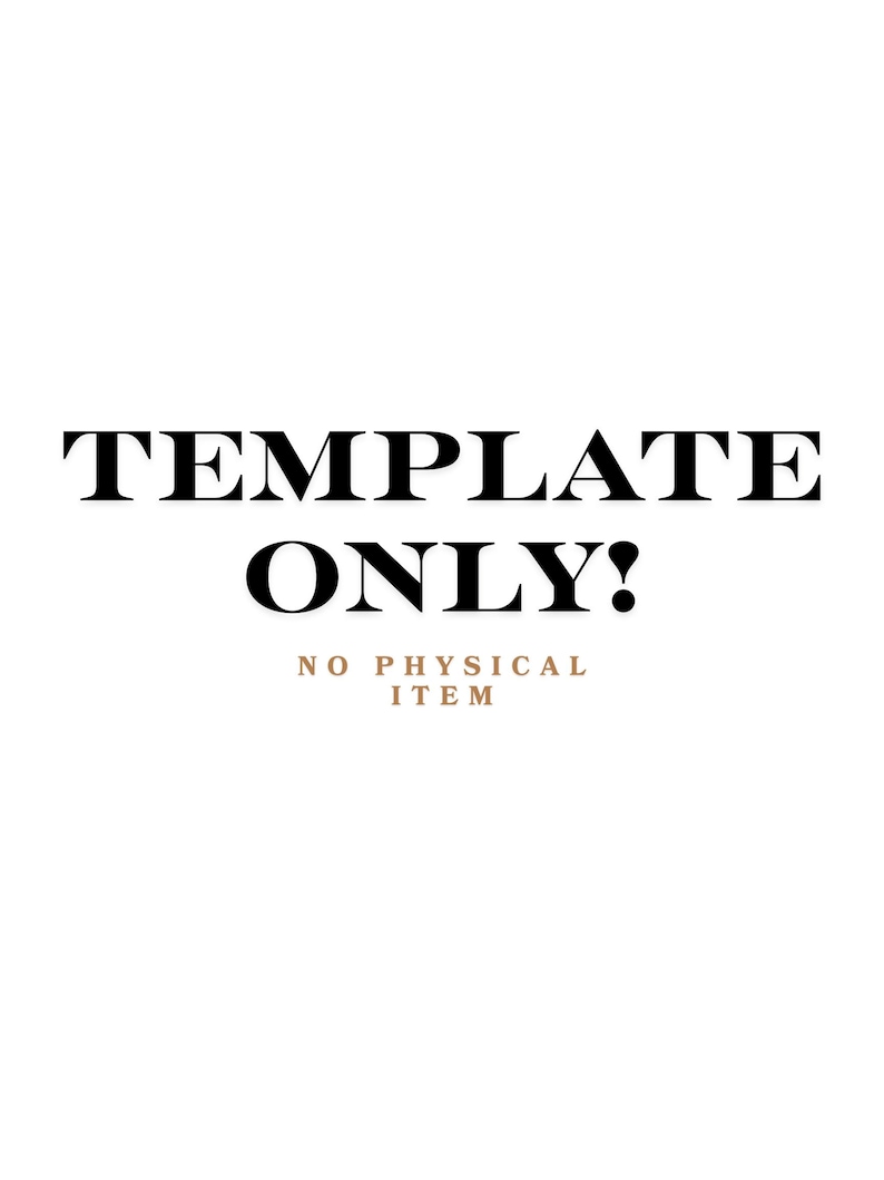 K&ouml;nnte beinhalten: Wei&szlig;er Hintergrund mit dem Text "TEMPLATE ONLY!" in fetter, schwarzer Schrift. Darunter, in kleinerer, brauner Schrift, steht "NO PHYSICAL ITEM". Das Bild zeigt eine digitale Vorlage.