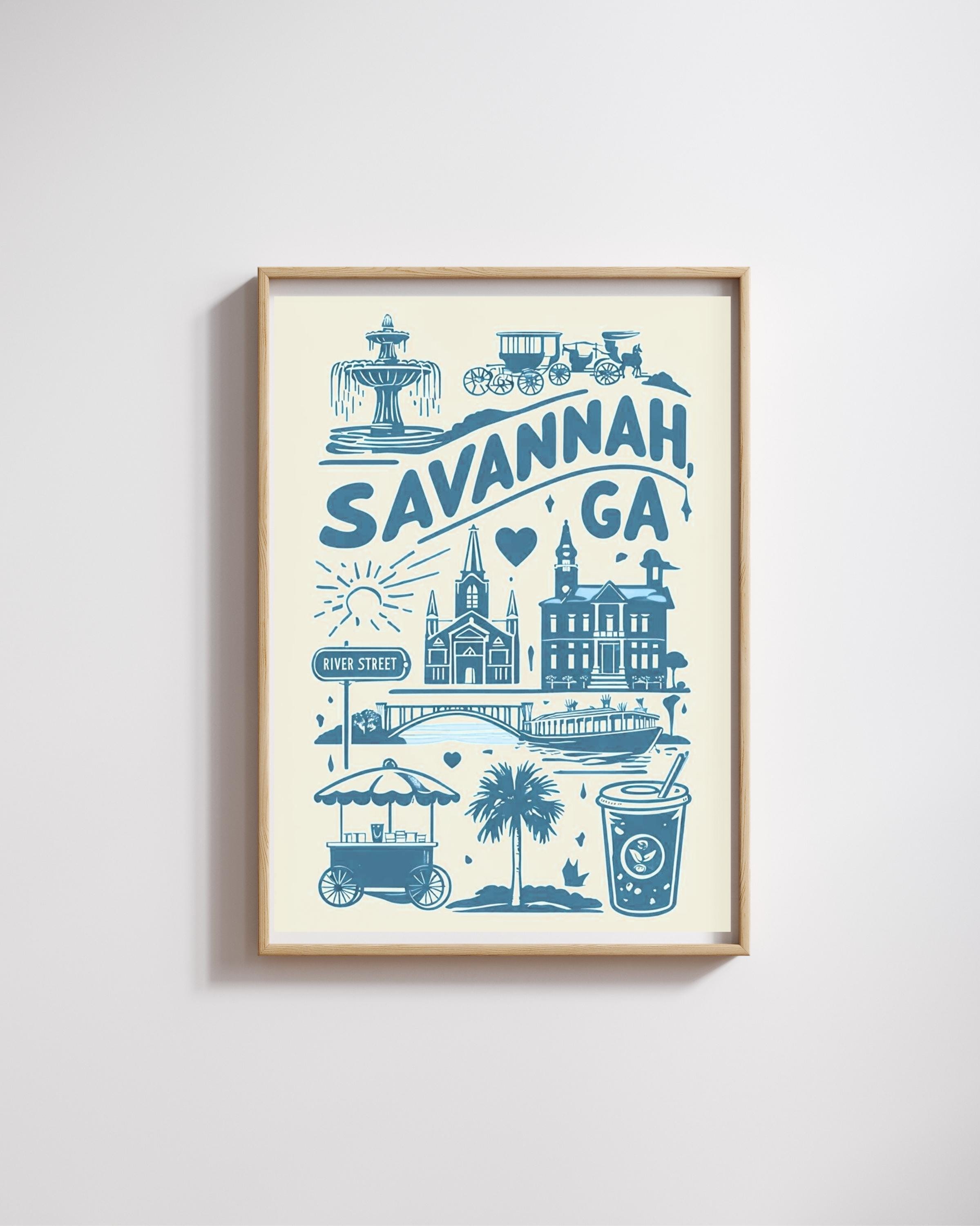 Savannah Georgia Print | Multiple Sizes | Historic Southern Wall