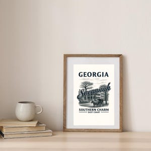 Savannah Georgia Wandkunst | Vintage südliche Charme Print | Südliche Reise Poster | Digitaler Download