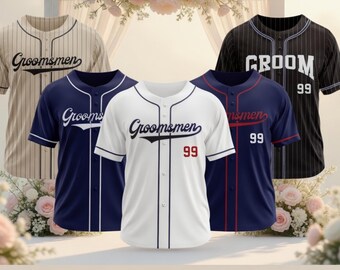 Bruidegom, bruidsjonkers, getuige, gepersonaliseerd honkbalshirt met naam en nummer, vrijgezellenfeest- en huwelijksgeschenk voor hem